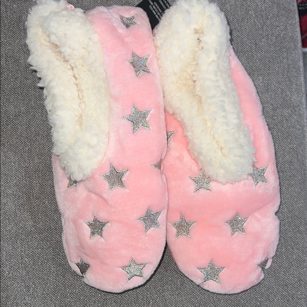 Pink Slippers with Silver Stars